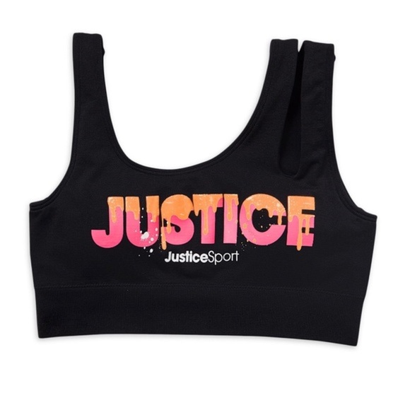 Justice Girls 2pack‎ blue & black Spandex graphic prints Cutout Bra size 30 new - Picture 2 of 12